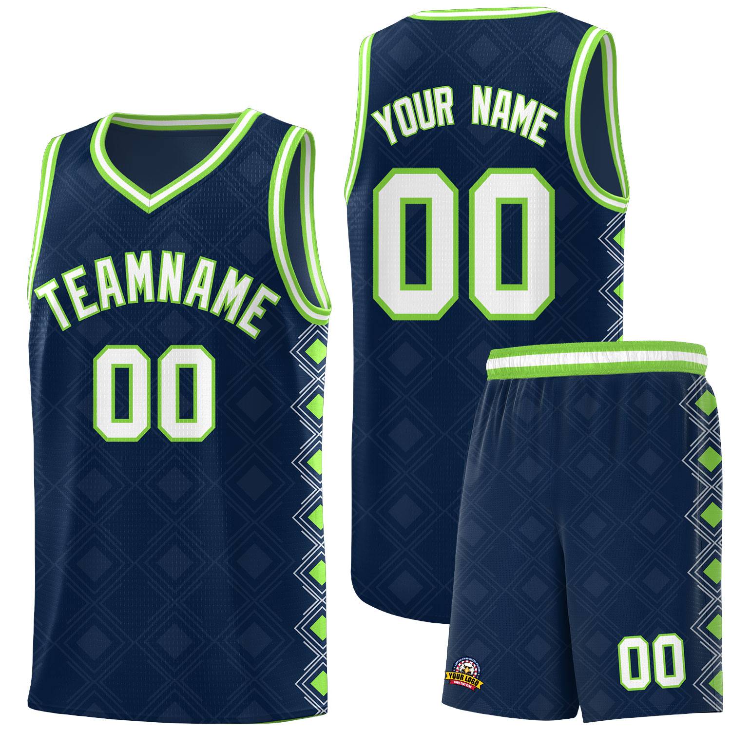 Custom Navy Side Blocks Sports Uniform Basketball Jersey