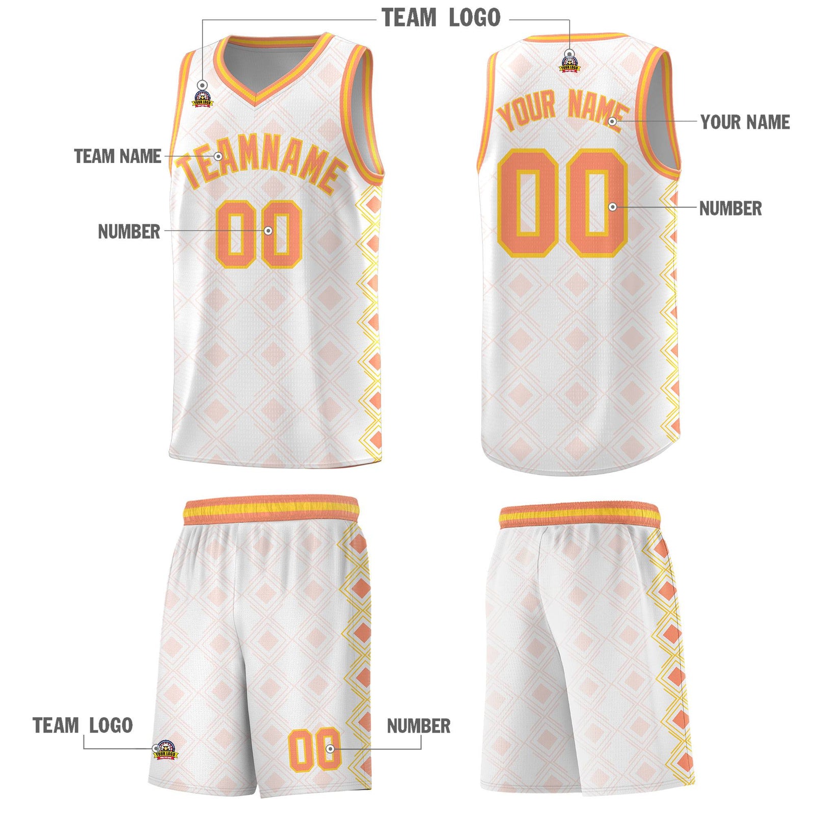 Custom White Side Blocks Sports Uniform Basketball Jersey