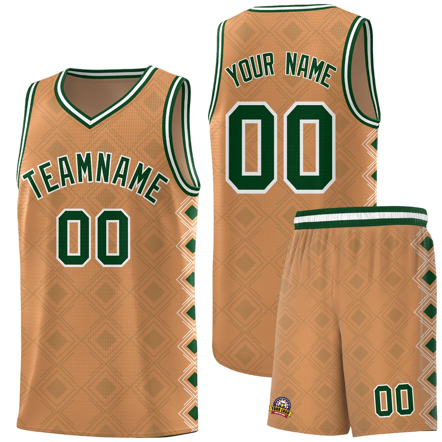 Custom Light Brown Side Blocks Sports Uniform Basketball Jersey