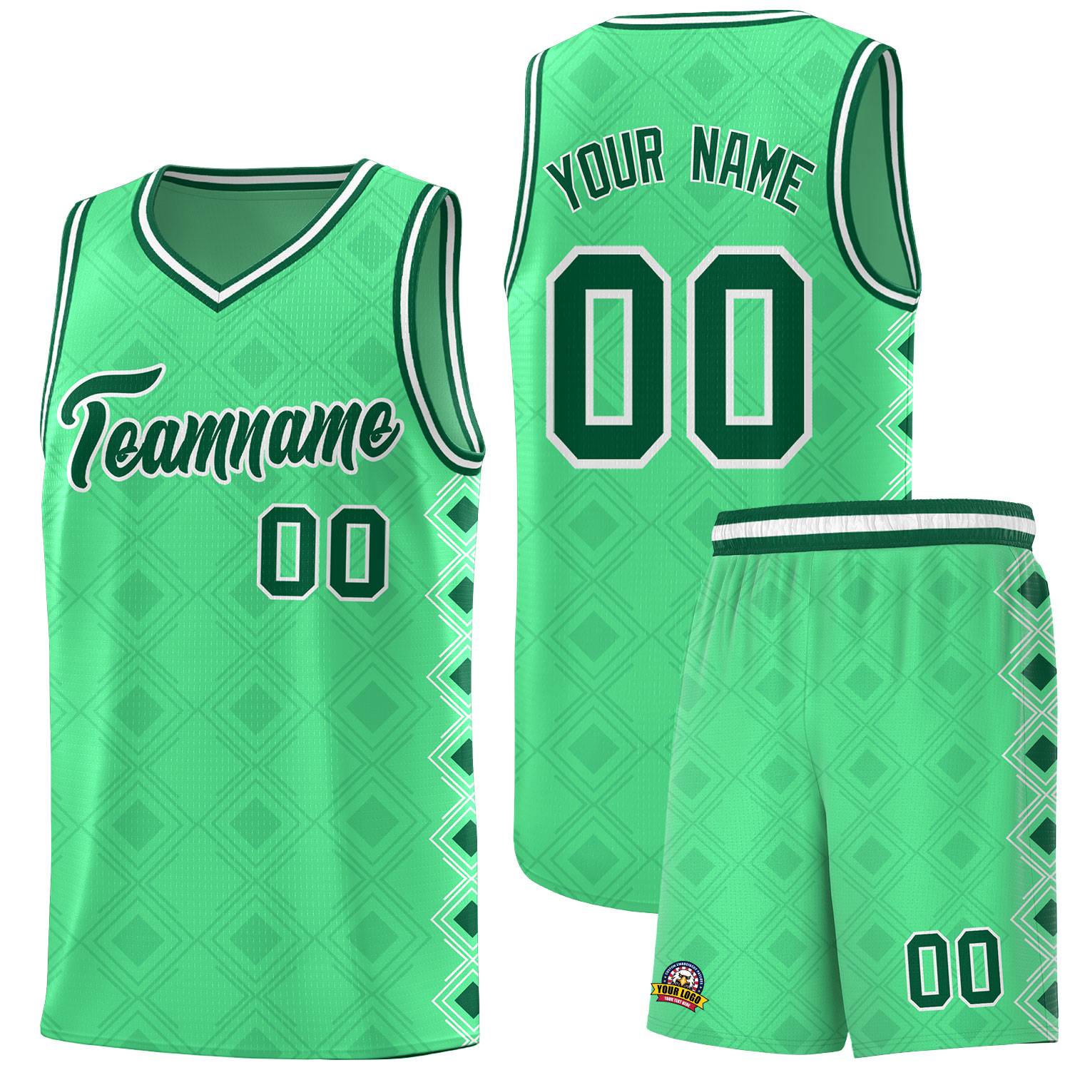 Custom Bright Green Side Blocks Sports Uniform Basketball Jersey