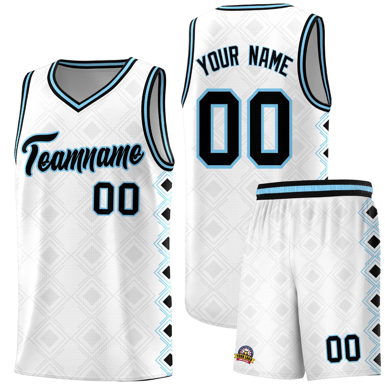 Custom White Side Blocks Sports Uniform Basketball Jersey