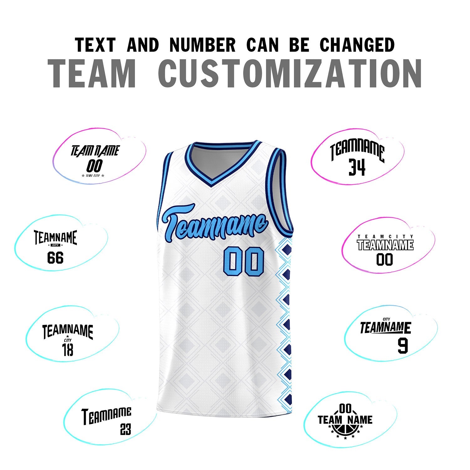 Custom White Side Blocks Sports Uniform Basketball Jersey