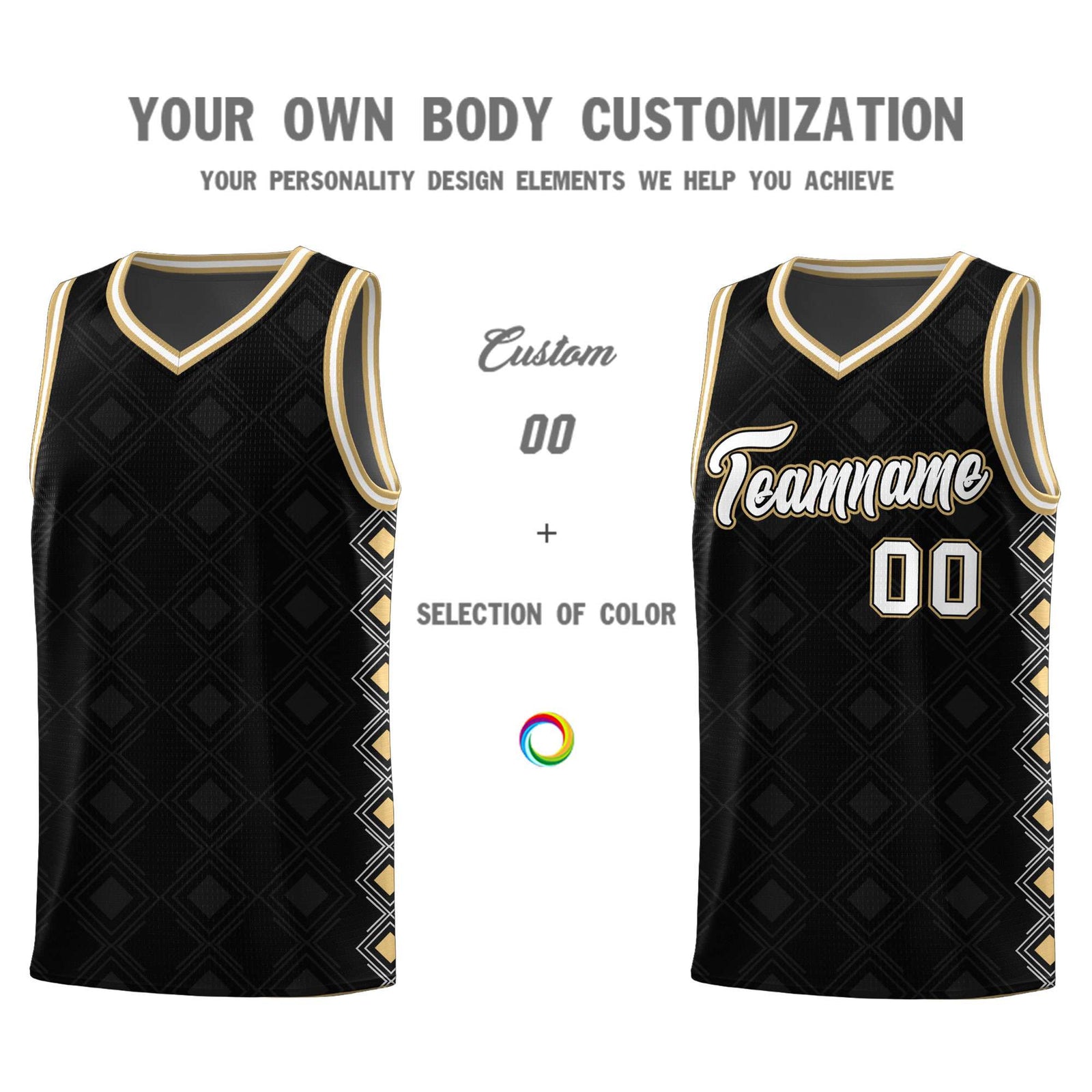Custom Black Side Blocks Sports Uniform Basketball Jersey