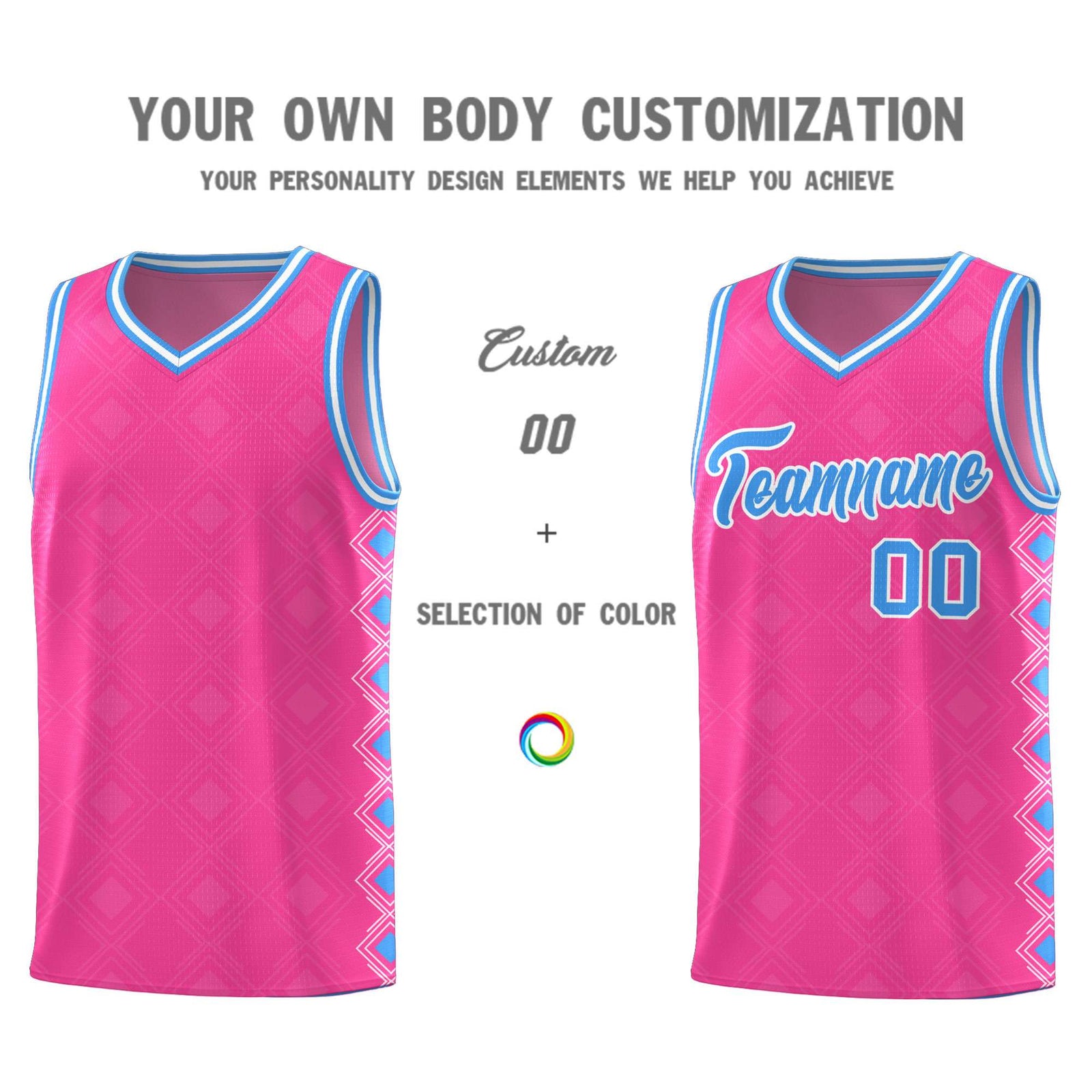 Custom Pink Side Blocks Sports Uniform Basketball Jersey