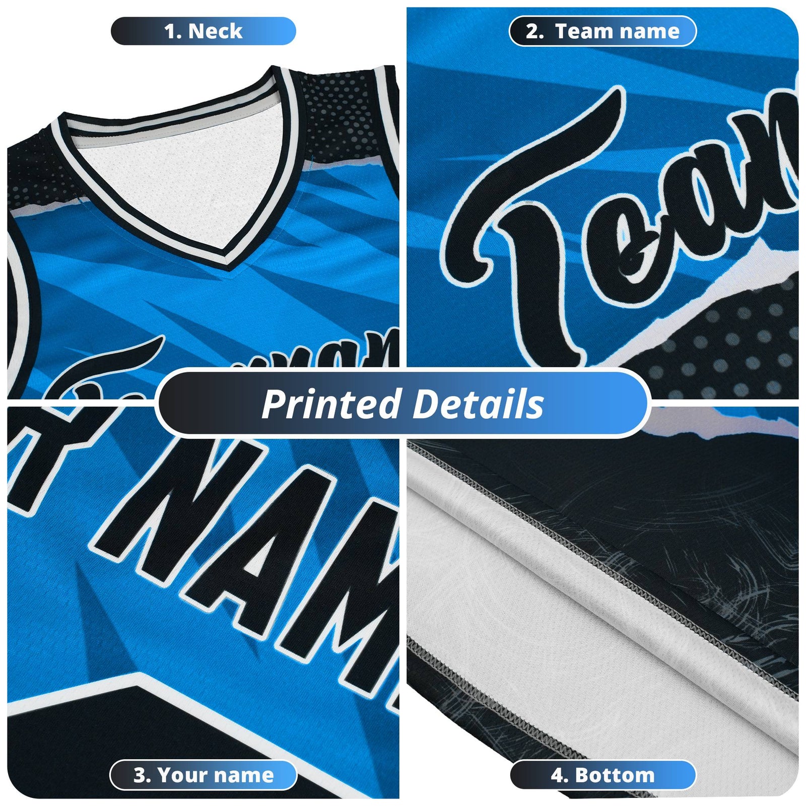Custom Black Side Blocks Sports Uniform Basketball Jersey