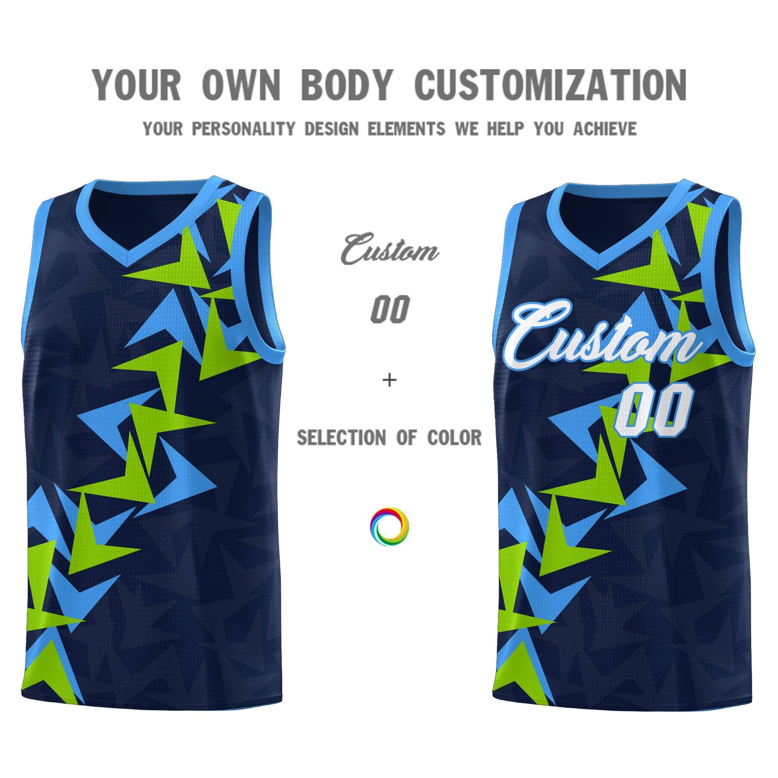Custom Navy Boomerang Pattern Sets Basketball Jersey