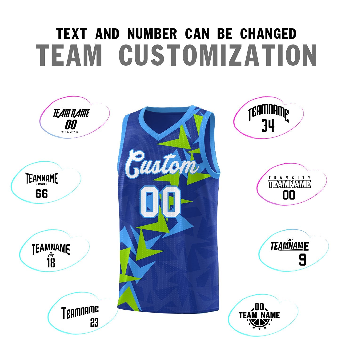 Custom Royal Boomerang Pattern Sets Basketball Jersey