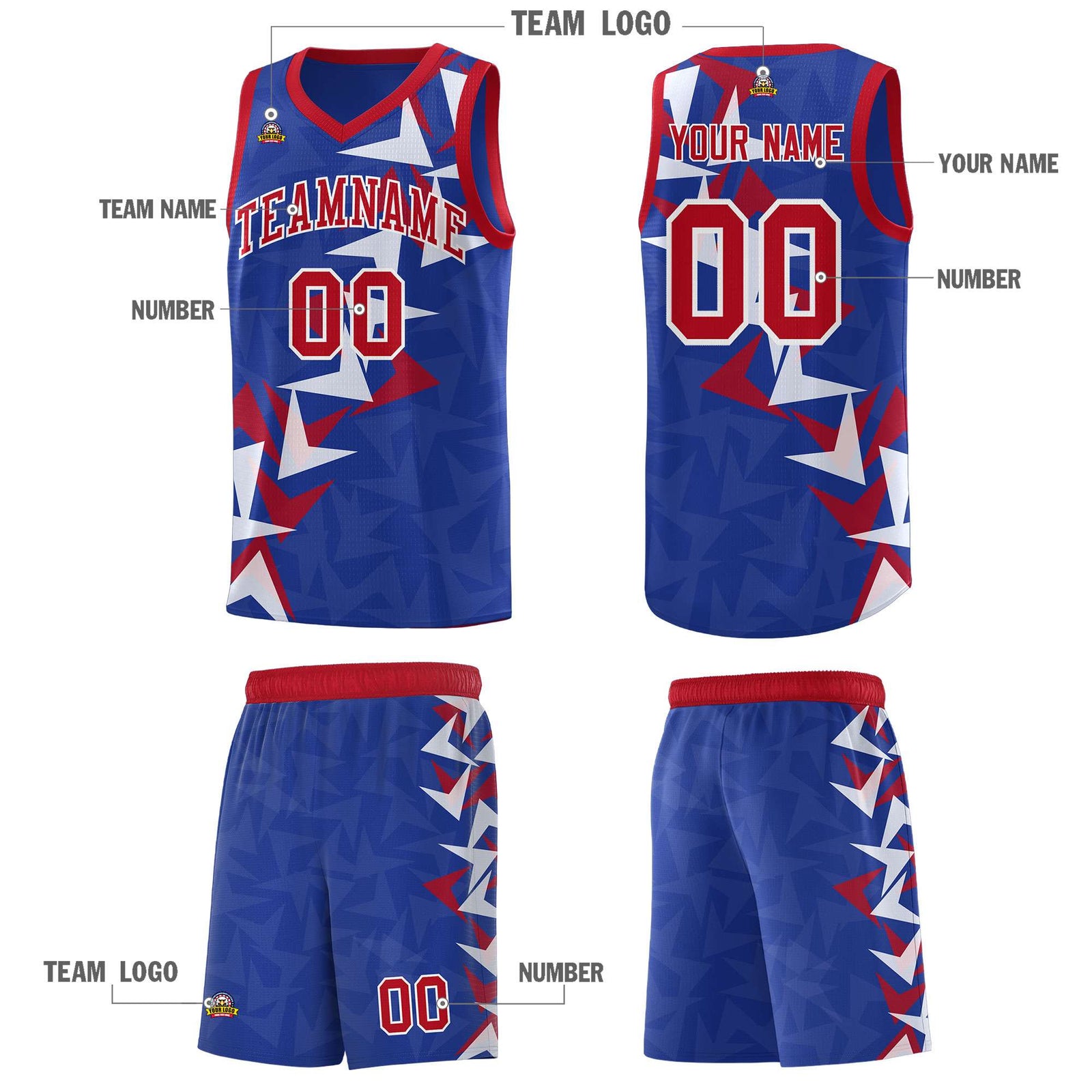 Custom Royal Boomerang Pattern Sets Basketball Jersey
