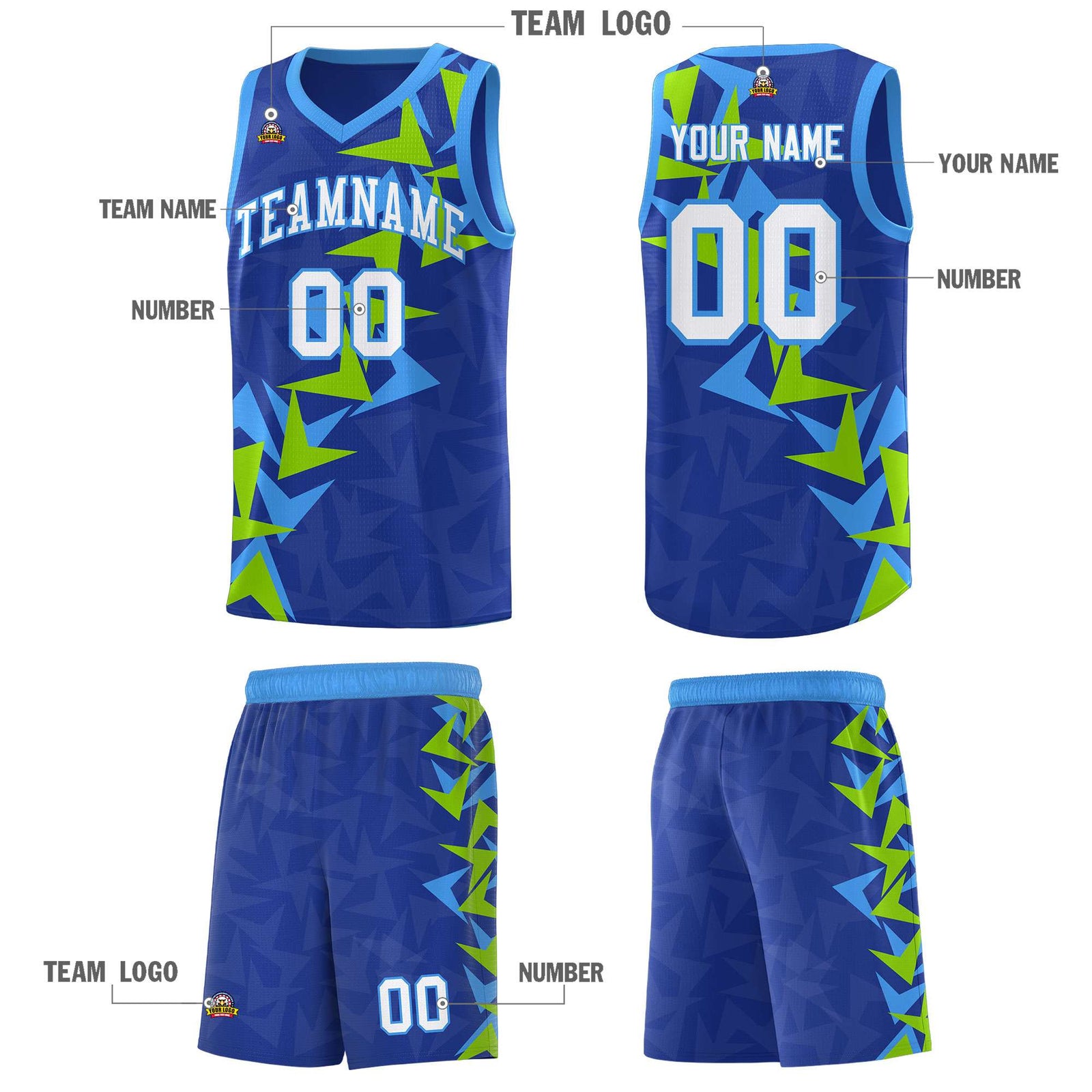Custom Royal Boomerang Pattern Sets Basketball Jersey
