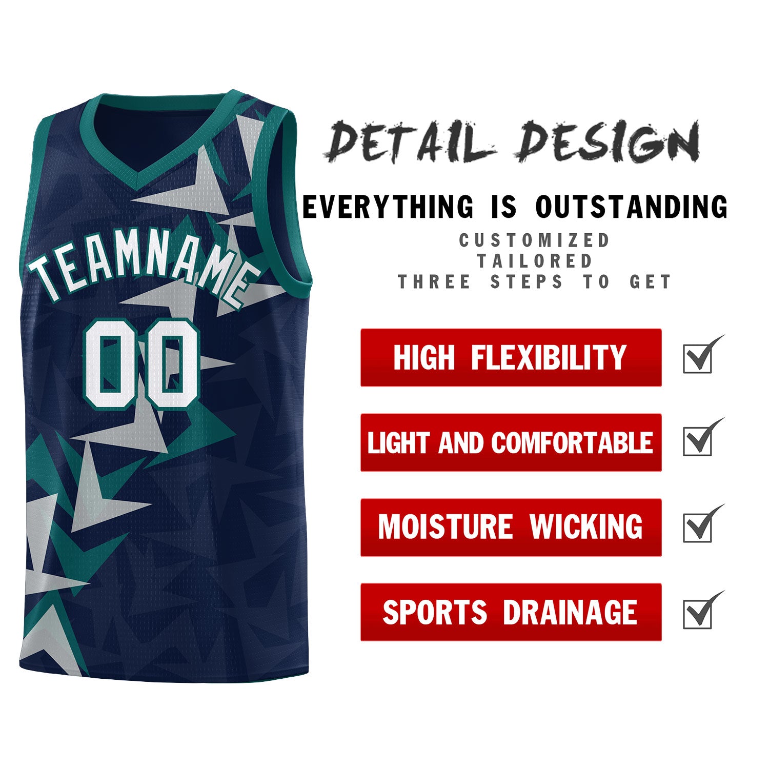 Custom Navy Boomerang Pattern Sets Basketball Jersey