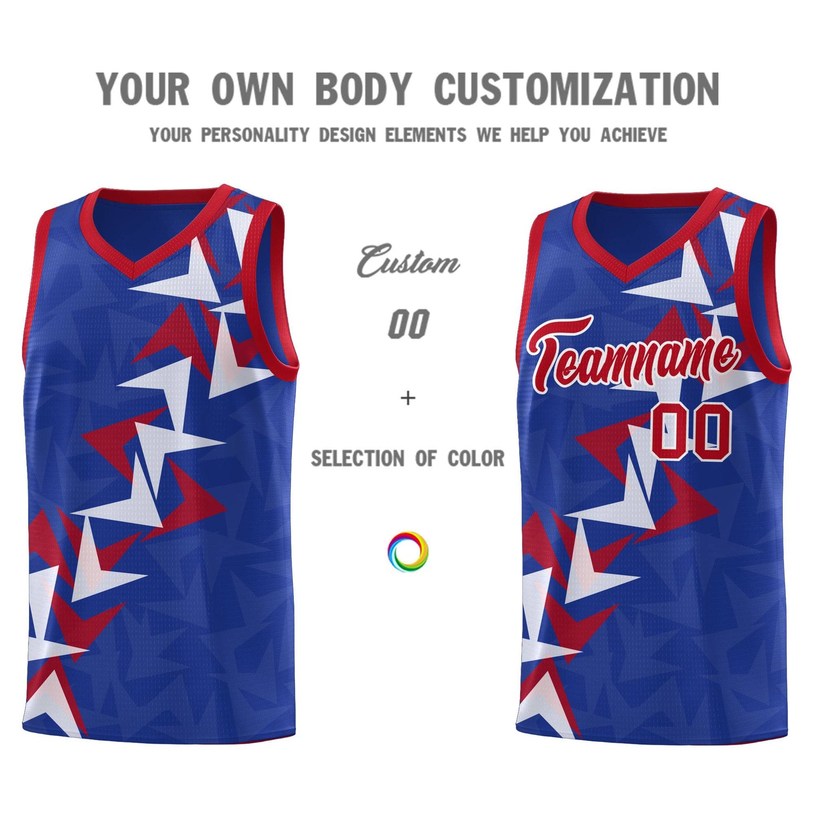 Custom Royal Boomerang Pattern Sets Basketball Jersey