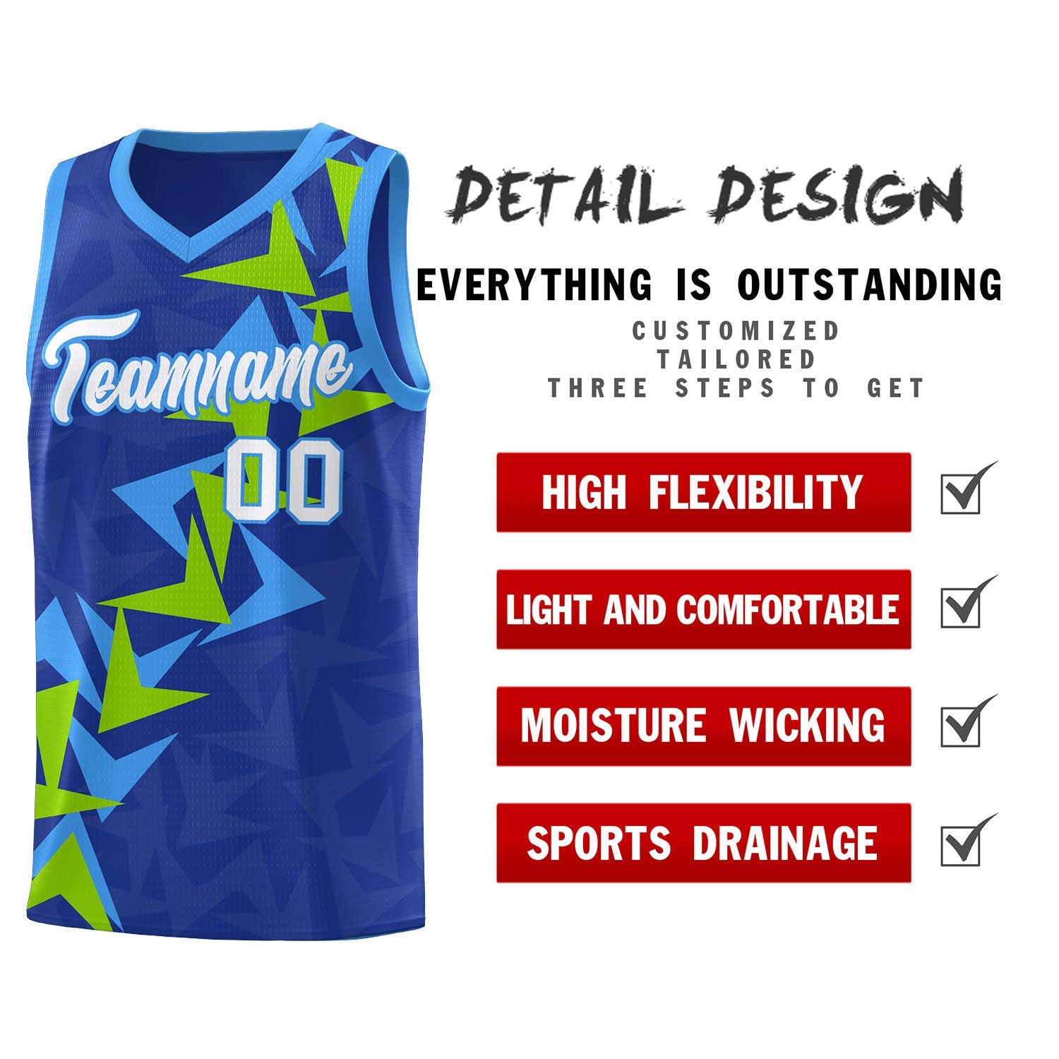 Custom Royal Boomerang Pattern Sets Basketball Jersey