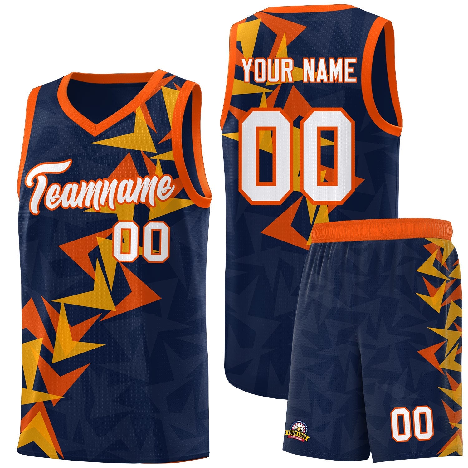 Custom Navy Boomerang Pattern Sets Basketball Jersey