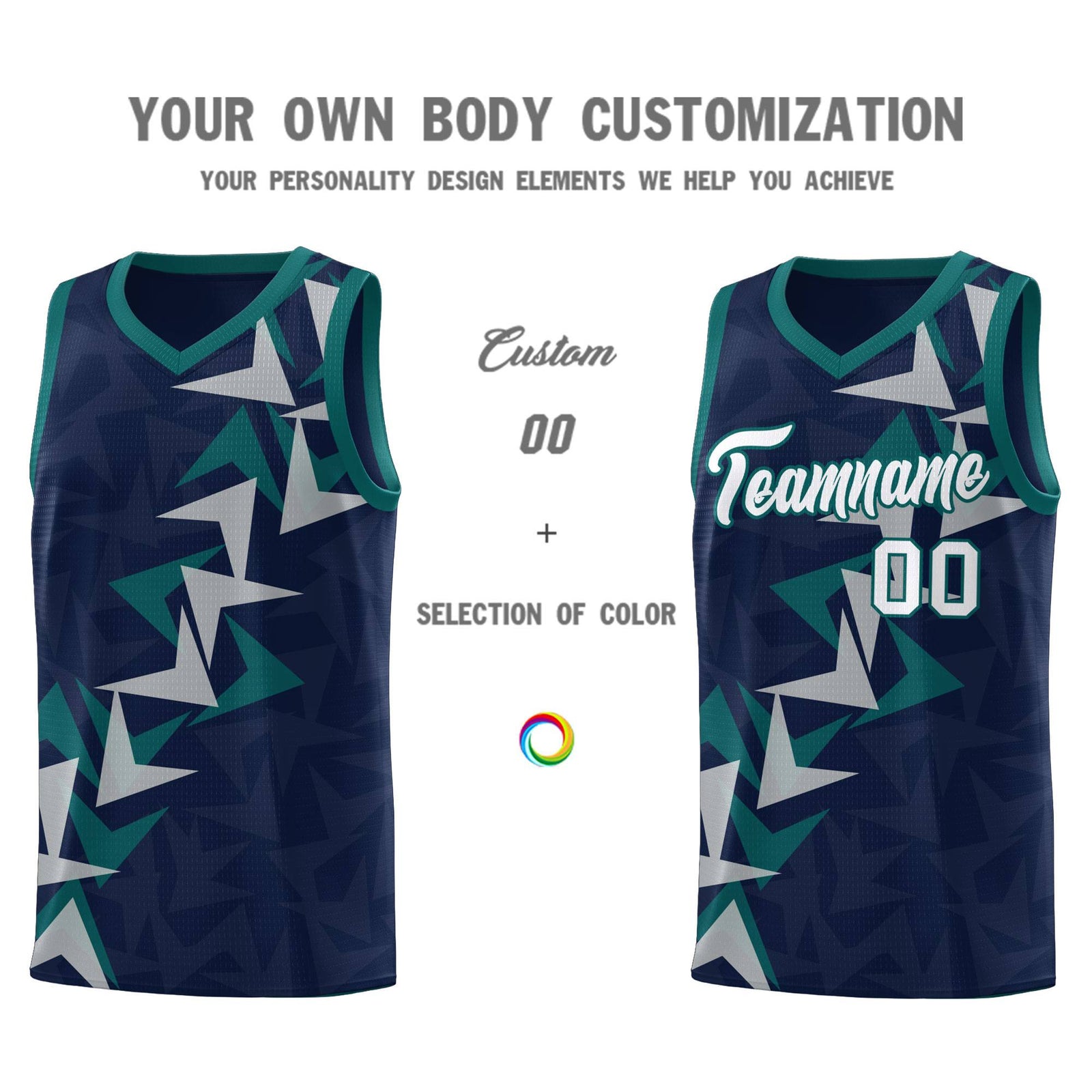 Custom Navy Boomerang Pattern Sets Basketball Jersey