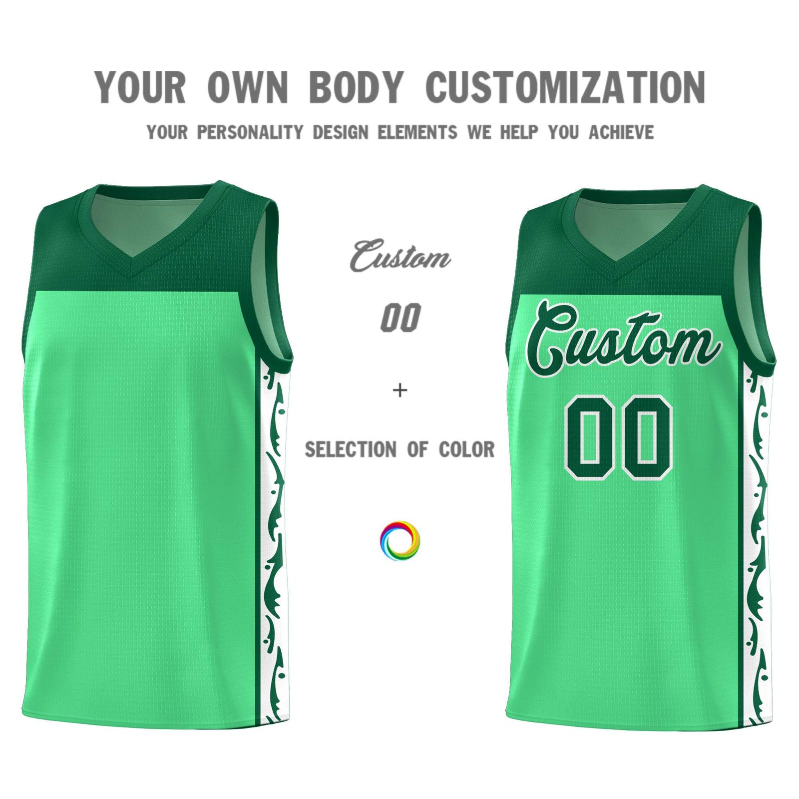 Custom Bright Green Side Pattern Sports Uniform Basketball Jersey