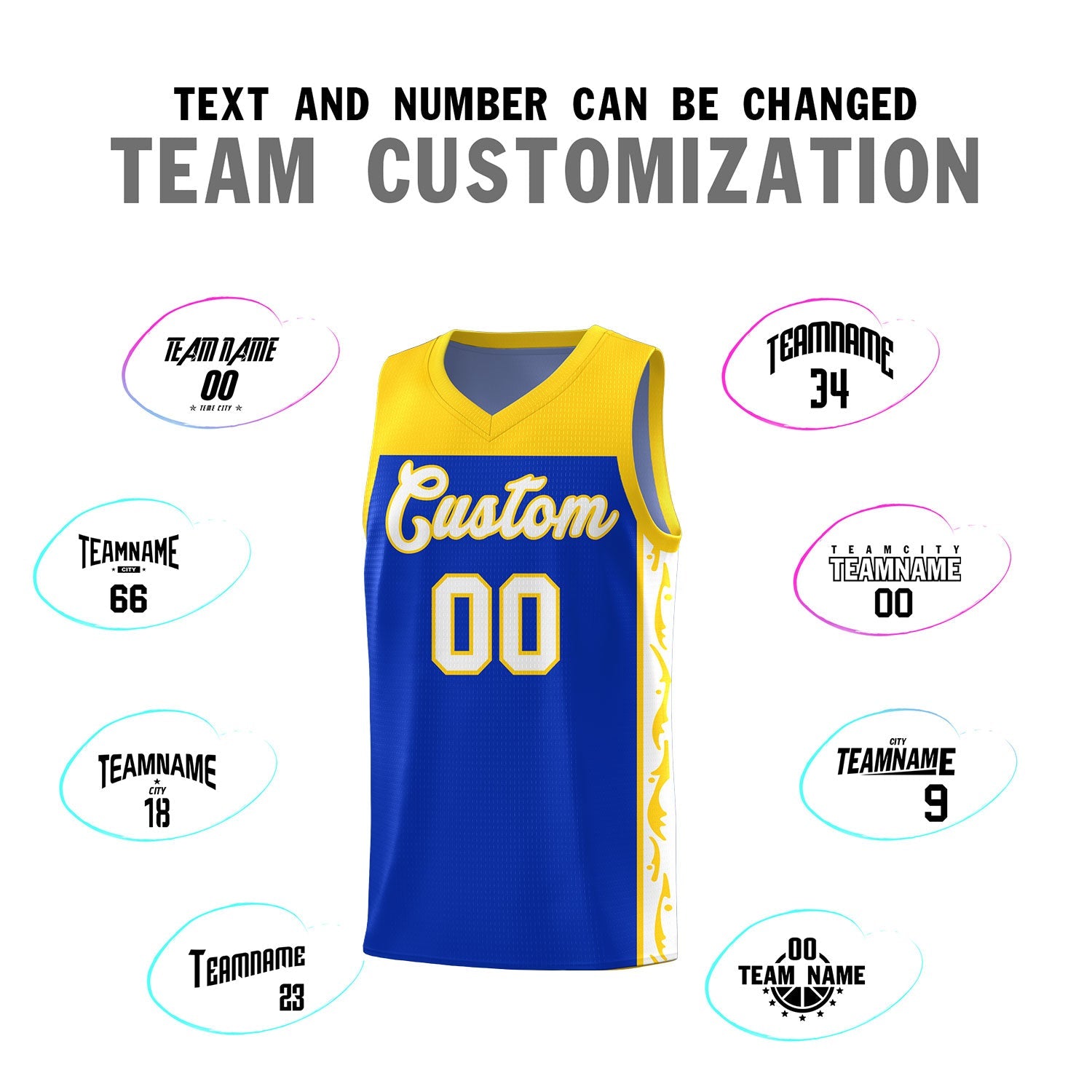 Custom Royal Side Pattern Sports Uniform Basketball Jersey