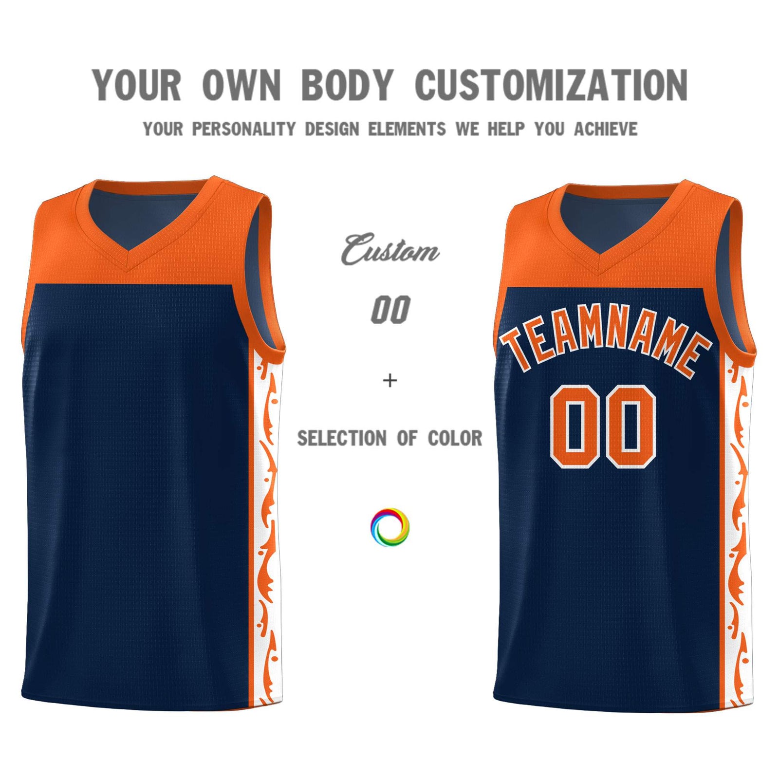 Custom Navy Side Pattern Sports Uniform Basketball Jersey