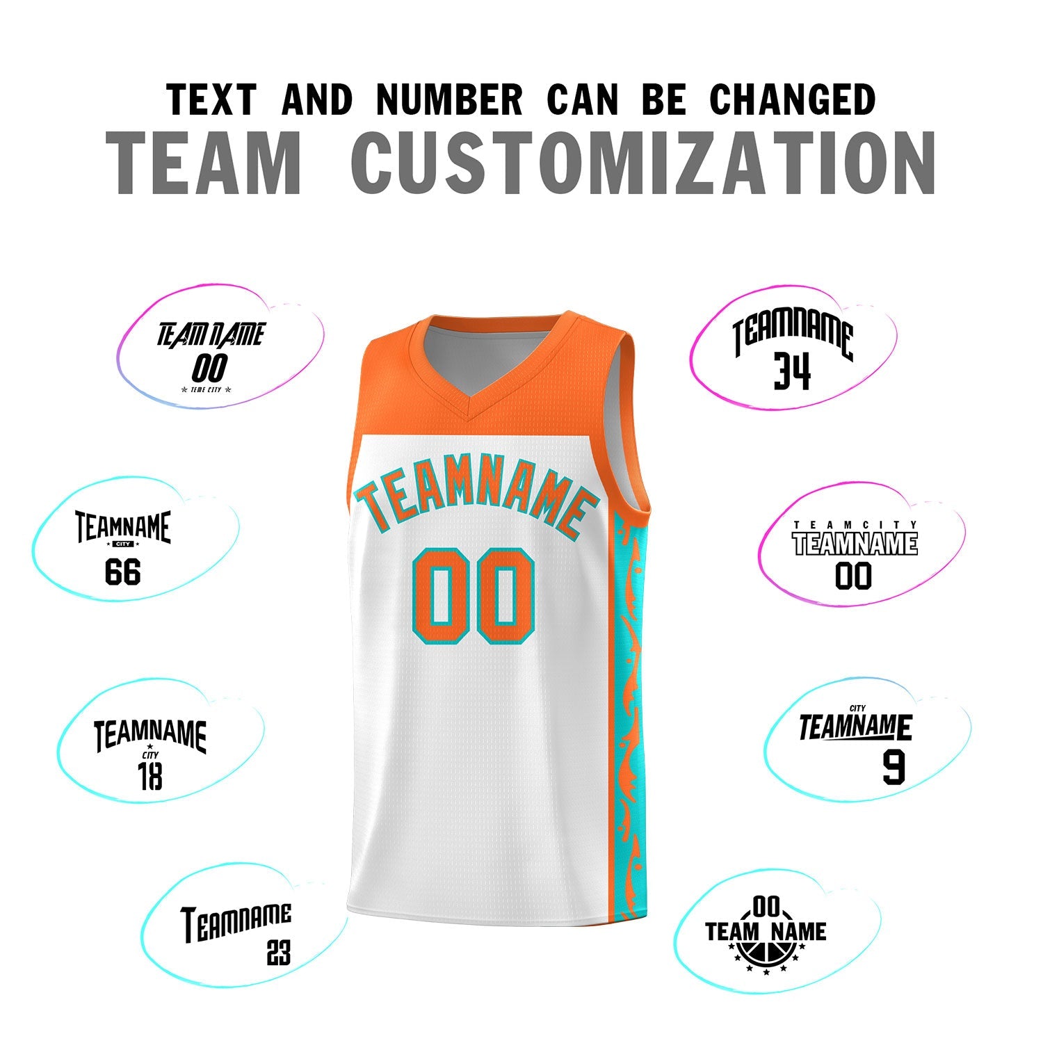 Custom White Side Pattern Sports Uniform Basketball Jersey