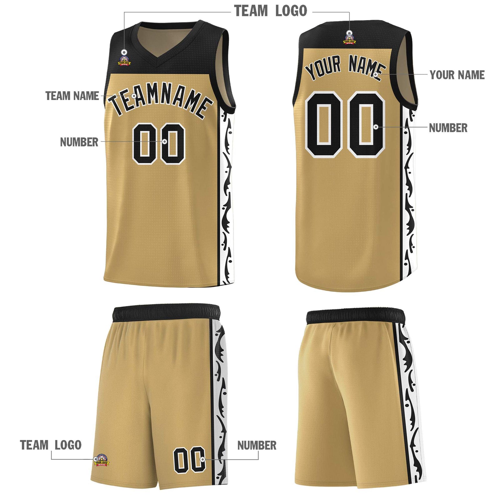 Custom Light Brown Side Pattern Sports Uniform Basketball Jersey