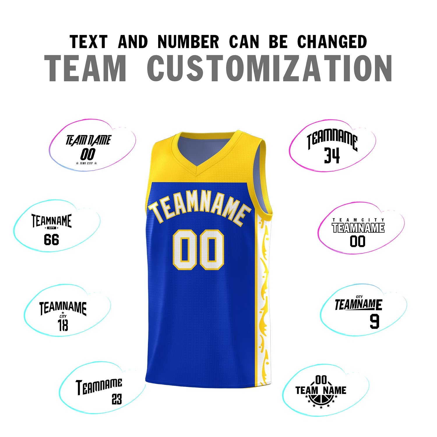 Custom Royal Side Pattern Sports Uniform Basketball Jersey