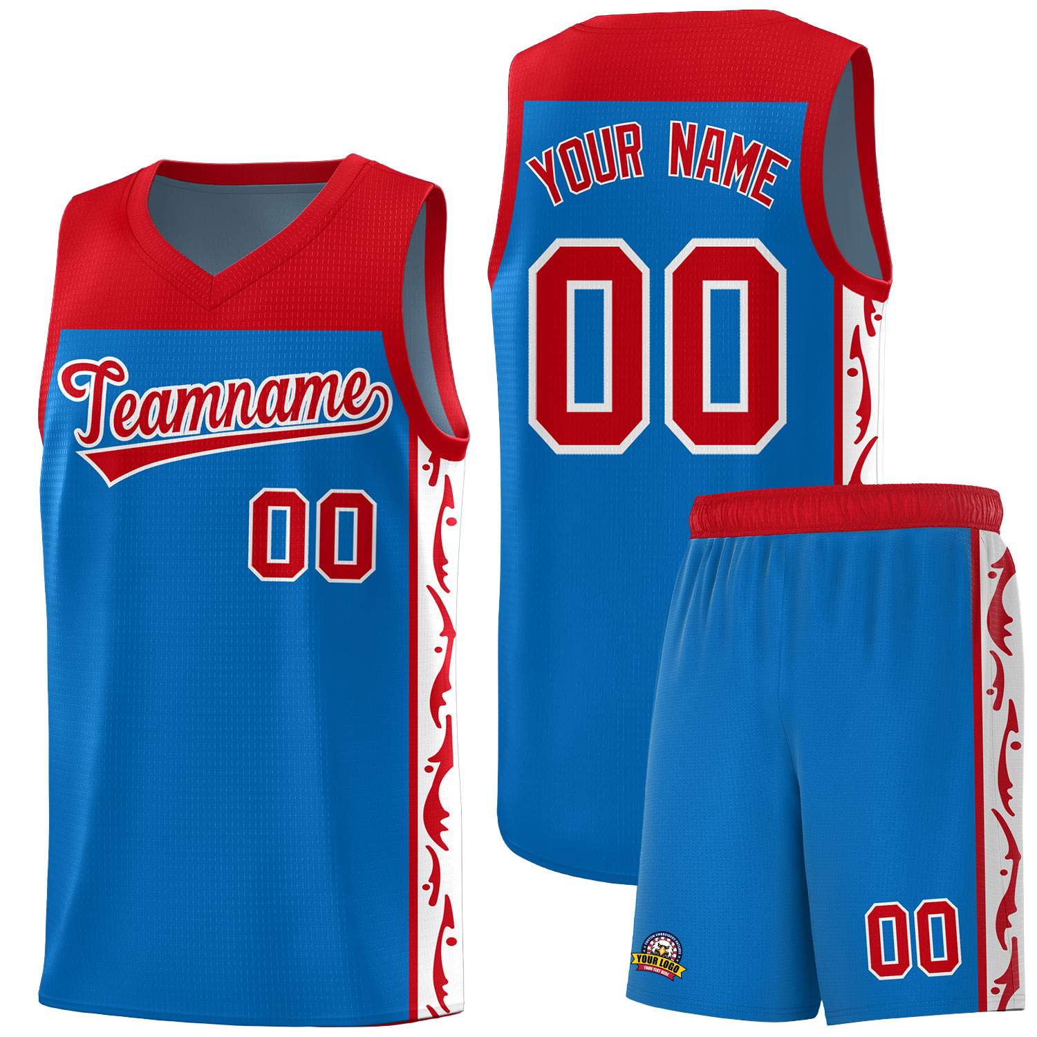Custom Royal Side Pattern Sports Uniform Basketball Jersey