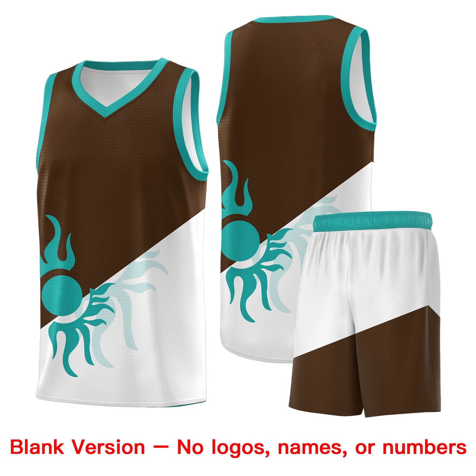 Custom Youth Basketball Jerseys - Brown White Radiant Sun Design Two Tone Uniforms