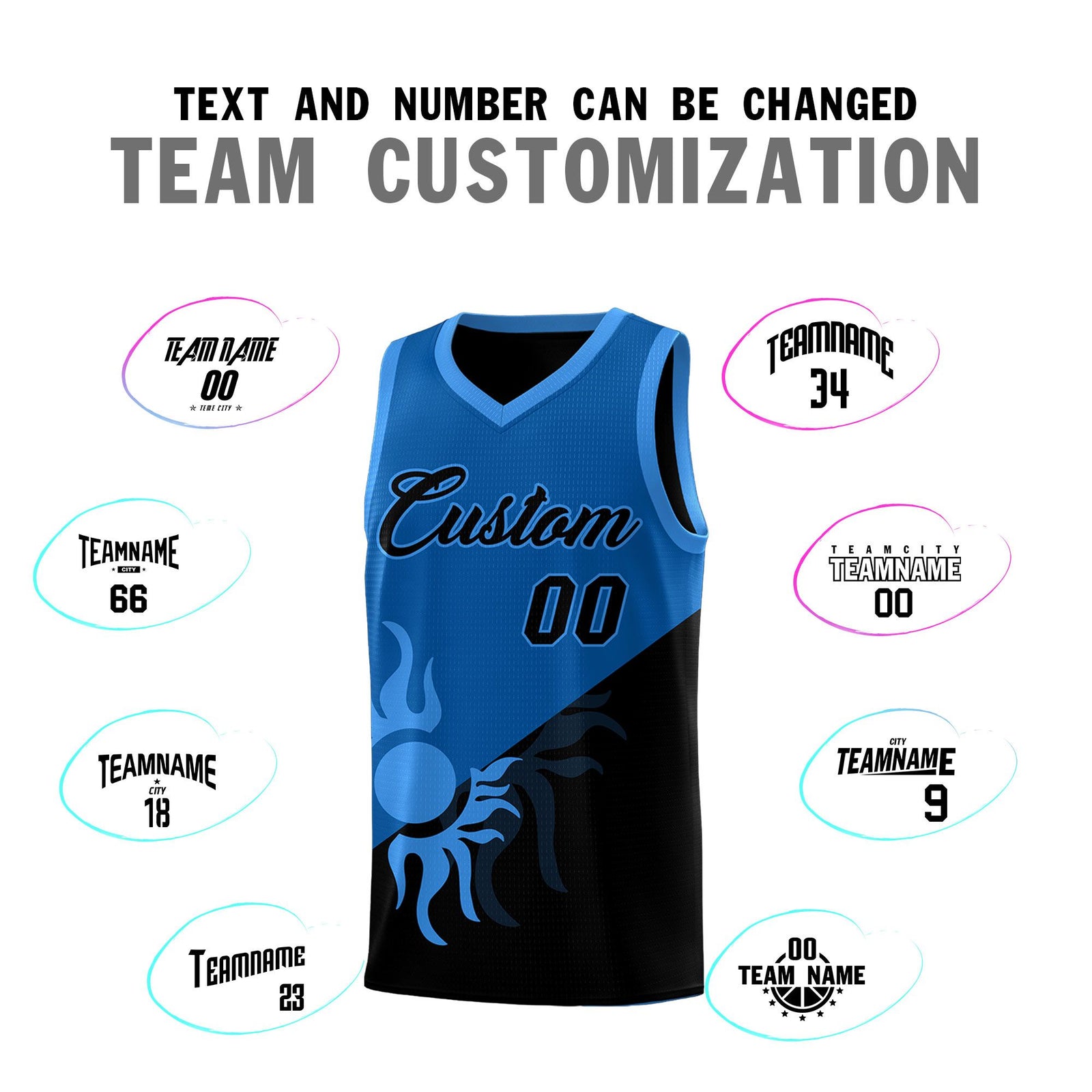 Custom Youth Basketball Jerseys - Royal Black Radiant Sun Design Two Tone Uniforms