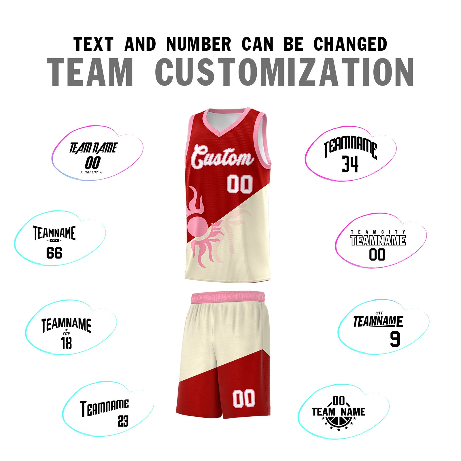 Custom Youth Basketball Jerseys - Red Light Khaki Radiant Sun Design Two Tone Uniforms