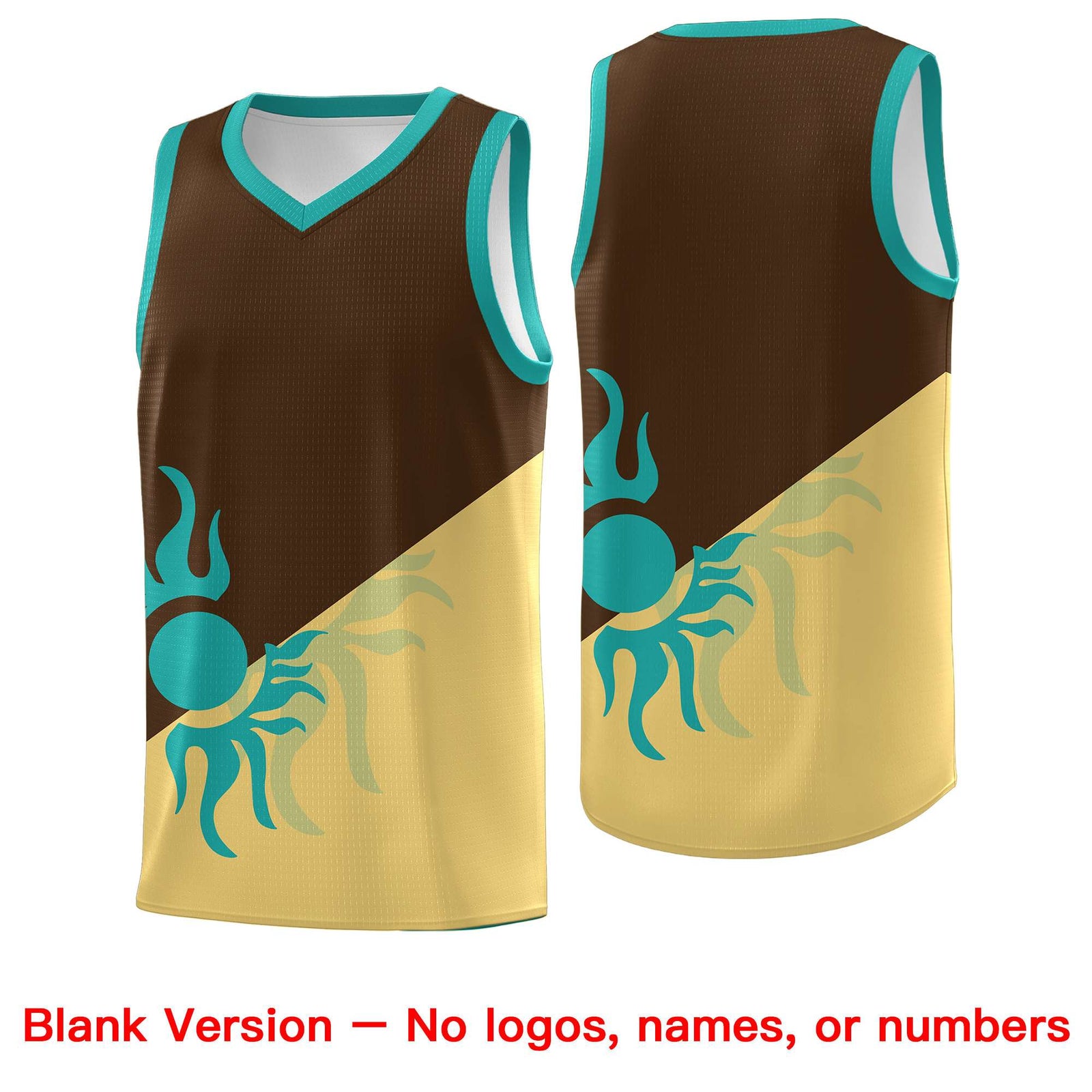 Custom Youth Basketball Jerseys - Brown Khaki Sunburst Design Two Tone Uniforms
