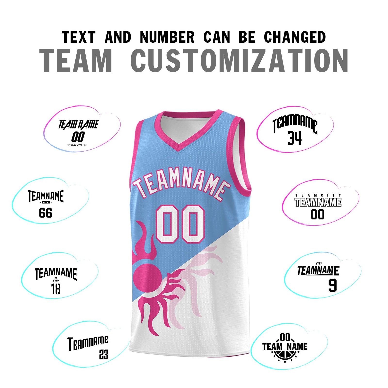 Custom Youth Basketball Jerseys - Powder Blue White Sunburst Design Two Tone Uniforms