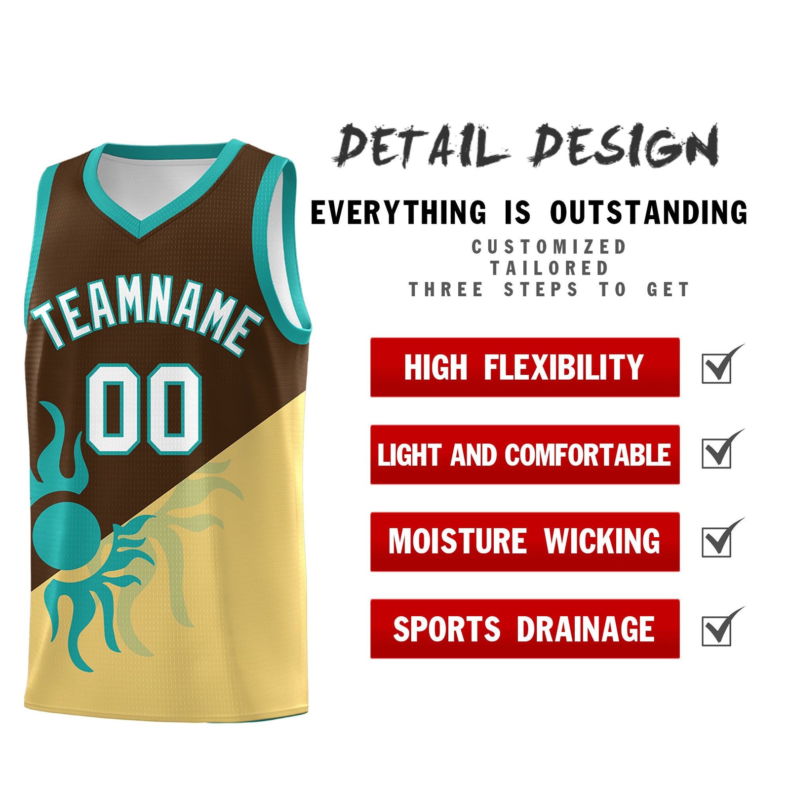Custom Youth Basketball Jerseys - Brown Khaki Sunburst Design Two Tone Uniforms