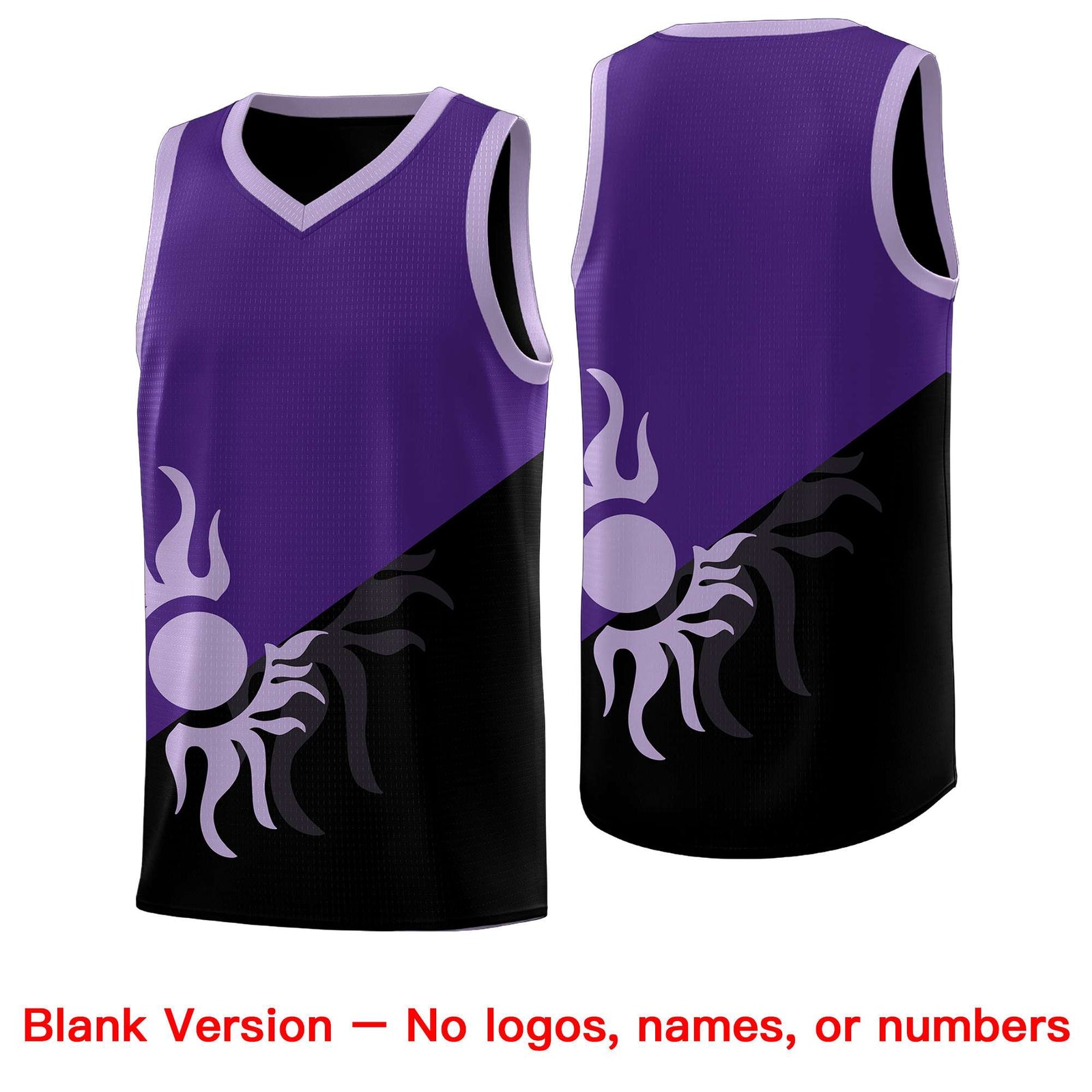 Custom Youth Basketball Jerseys - Purple Black Sunburst Design Two Tone Uniforms