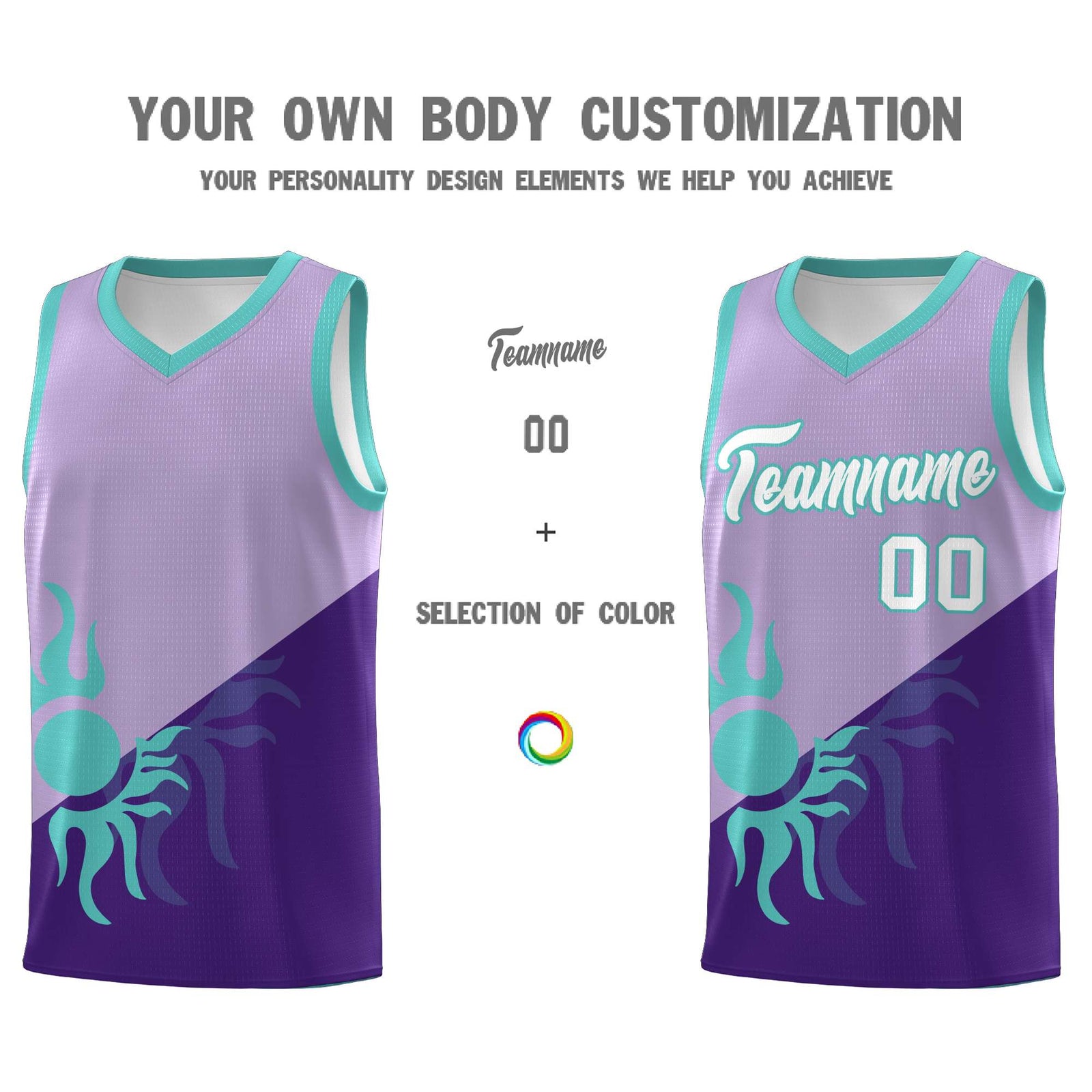 Custom Youth Basketball Jerseys - Light Purple Purple Sunburst Design Two Tone Uniforms