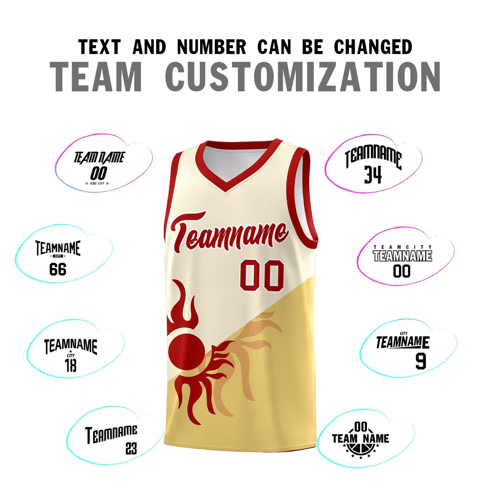 Custom Youth Basketball Jerseys - Cream Khaki Sunburst Design Two Tone Uniforms