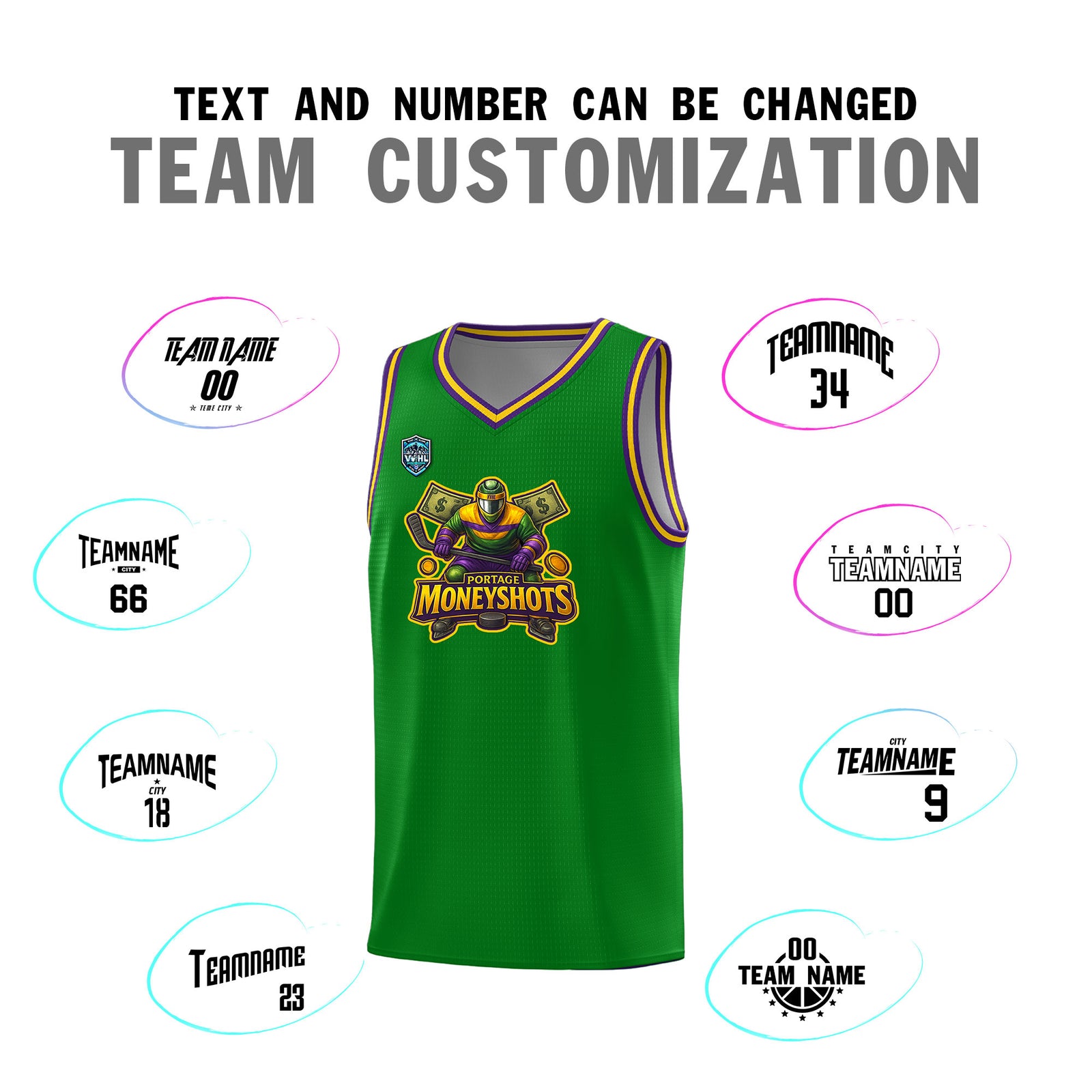 VVHL Kelly Green S7-Portage-Moneyshots-2 Tops Basketball Jersey