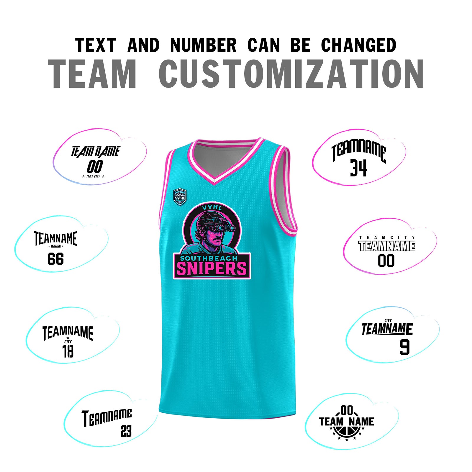 VVHL Black S7-Southbeach-snipers-1 Tops Basketball Jersey
