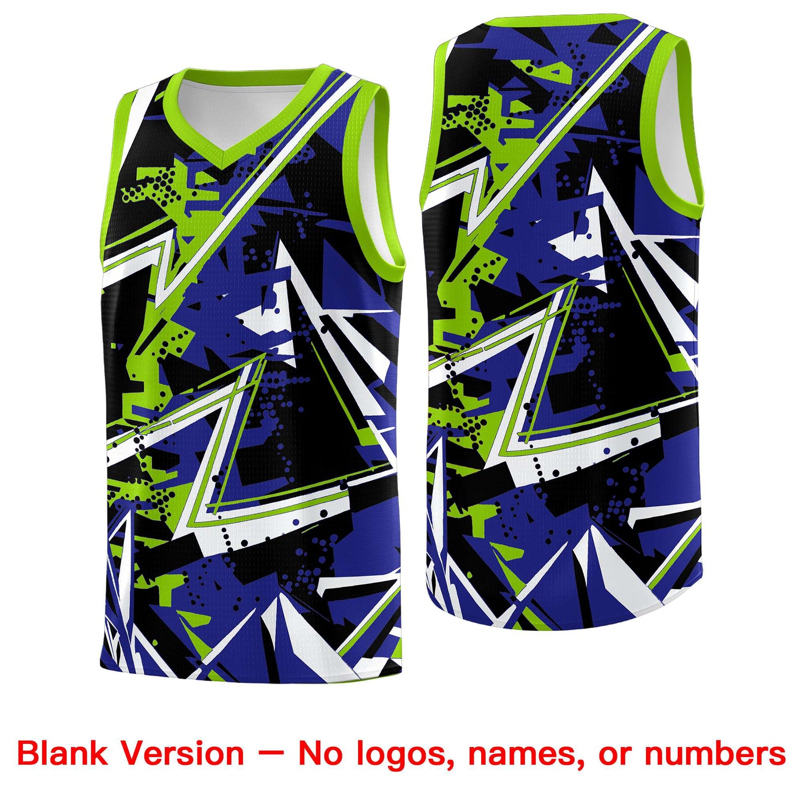 Custom Youth Basketball Jerseys Royal Neon Green Abstract Graffiti Urban Style Personalized Uniform