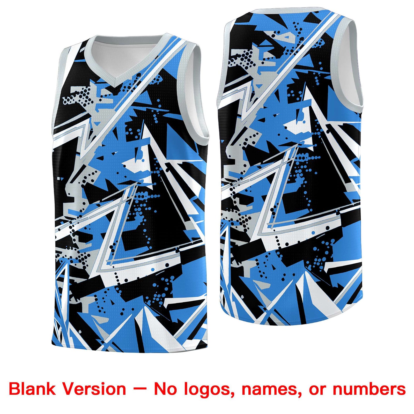 Custom Youth Basketball Jerseys Light Blue Silver Abstract Graffiti Personalized Team Name & Number