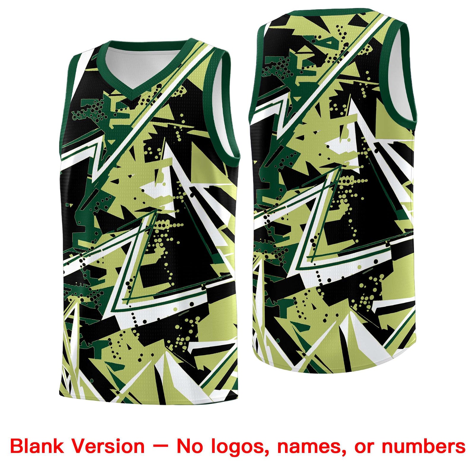 Custom Youth Basketball Jerseys Champagne Kelly Green Abstract Graffiti Urban Style Personalized Uniform