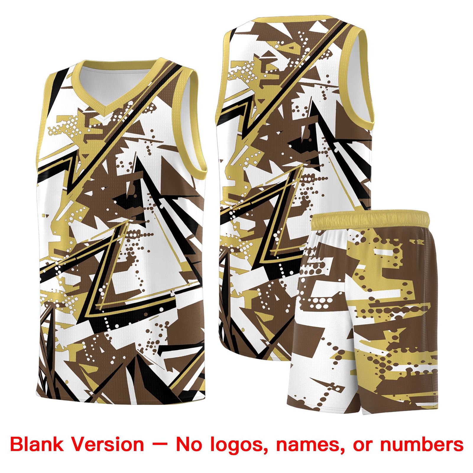 Custom Youth Basketball Jerseys Light Brown Old Gold Abstract Graffiti Personalized Team Name & Number