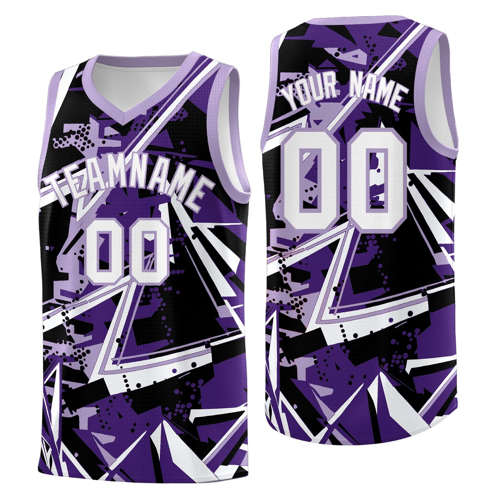 Custom Youth Basketball Jerseys Purple Light Purple Abstract Graffiti Urban Style Personalized Uniform