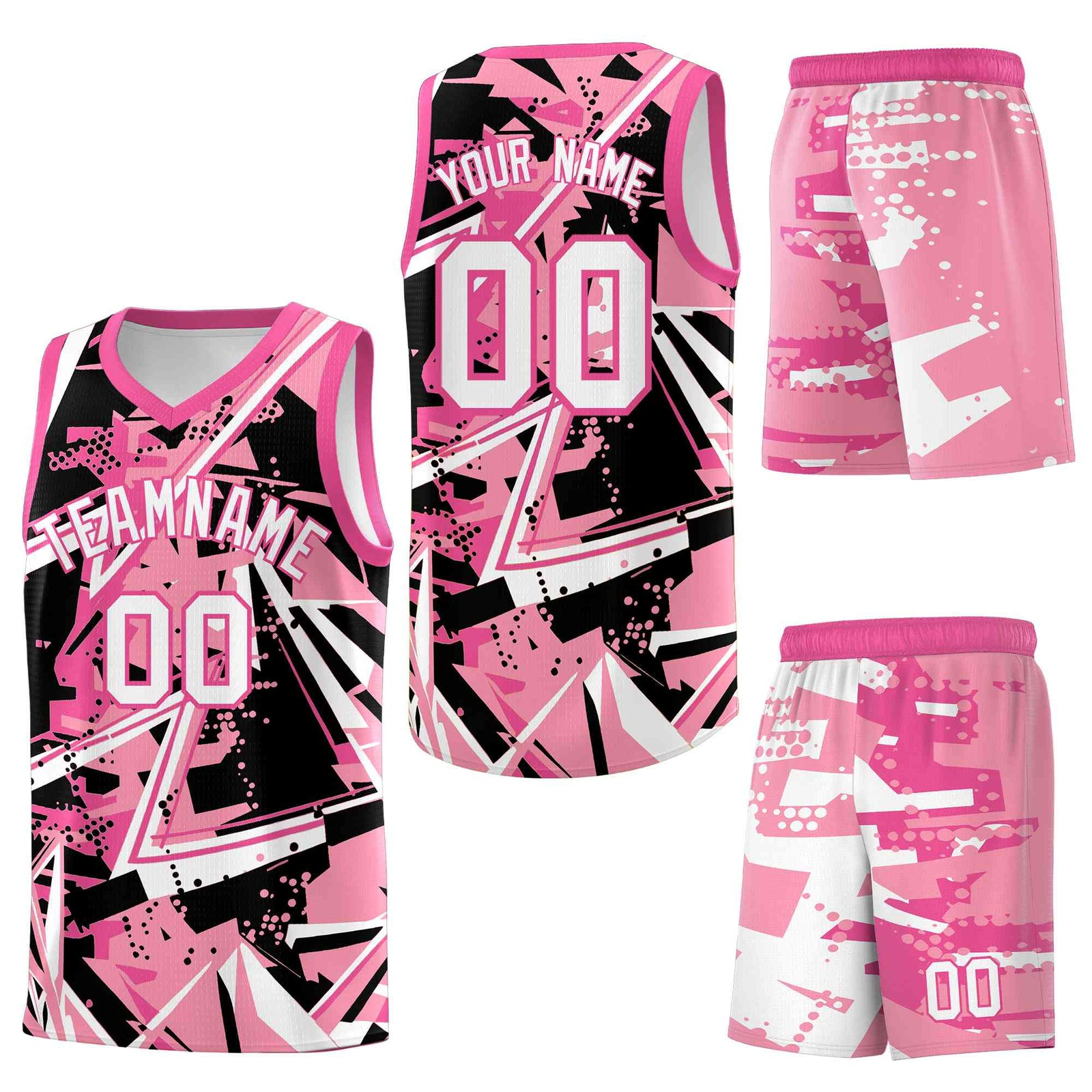 Custom Youth Basketball Jerseys Light Pink Rose Red Abstract Graffiti Personalized Team Name & Number