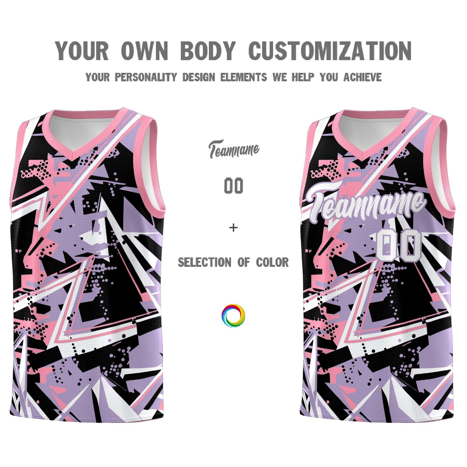 Custom Youth Basketball Jerseys Light Purple Pink Abstract Graffiti Personalized Team Name & Number