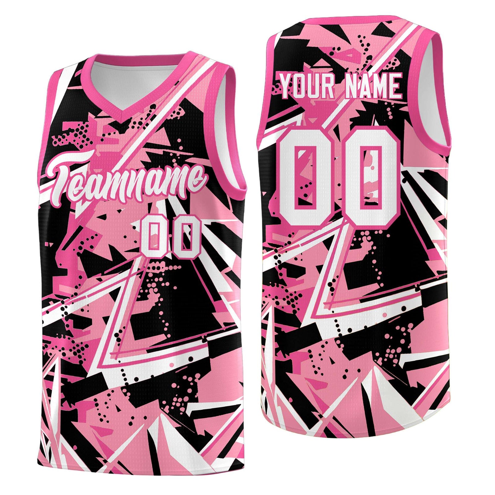 Custom Youth Basketball Jerseys Light Pink Rose Red Abstract Graffiti Personalized Team Name & Number