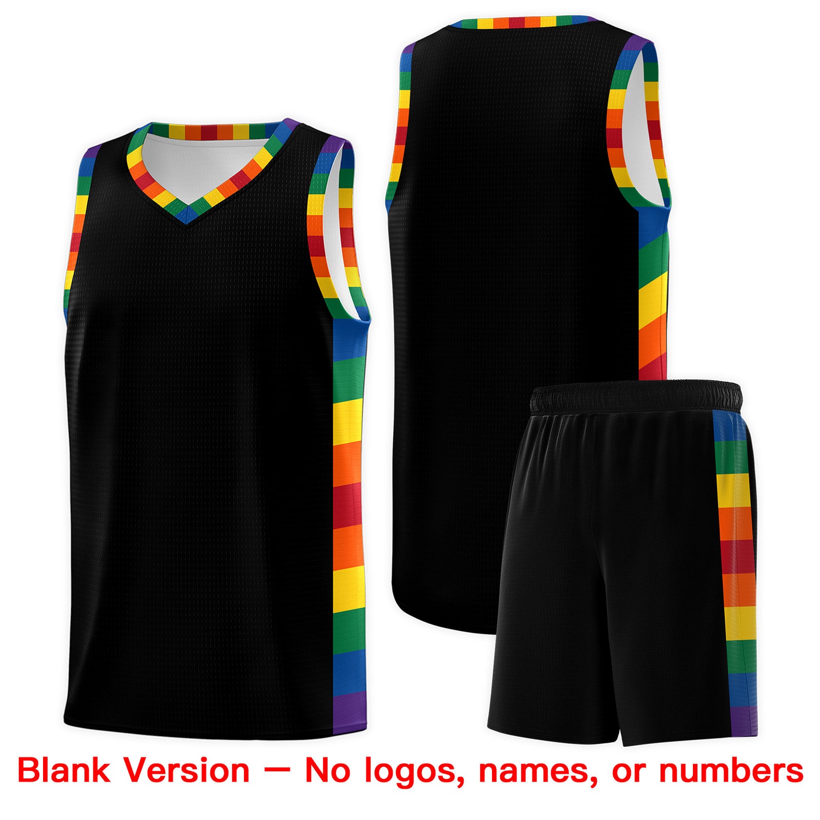 Custom Black LGBT Rainbow For Pride Month Sports Uniform Basketball Jersey