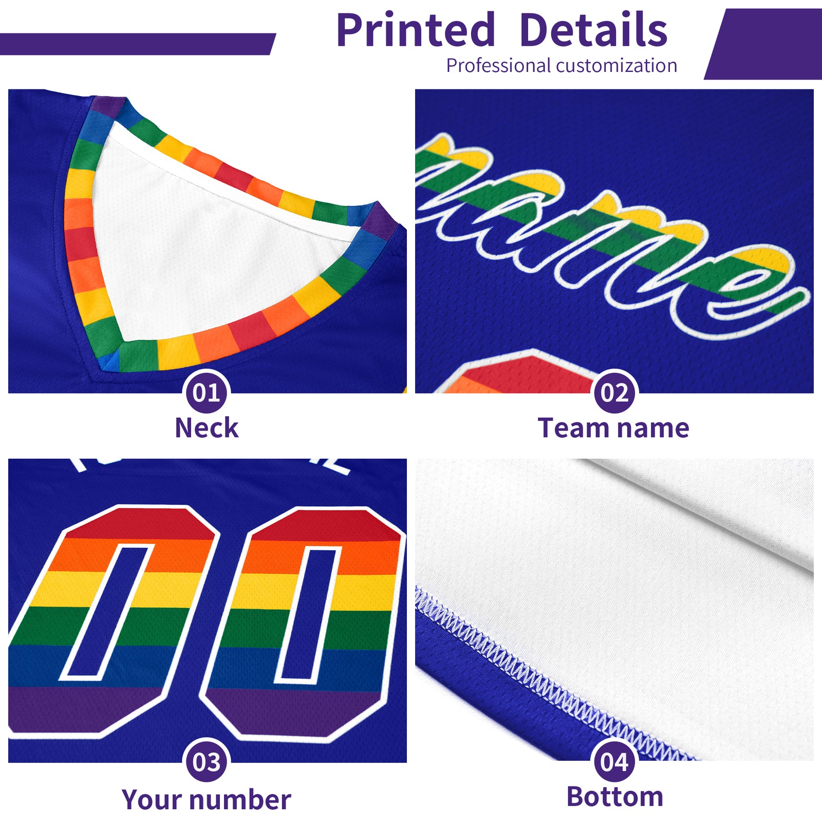 Custom Light Purple LGBT Rainbow For Pride Month Sports Uniform Basketball Jersey