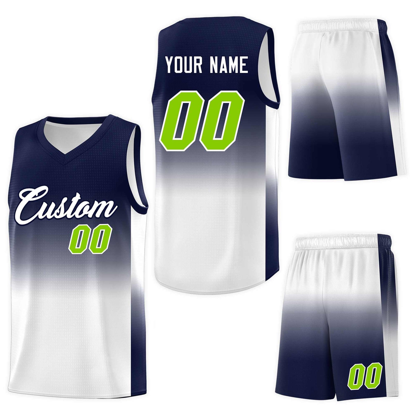 Custom Navy White Gradient Fashion Sets Sports Uniform Basketball Jersey