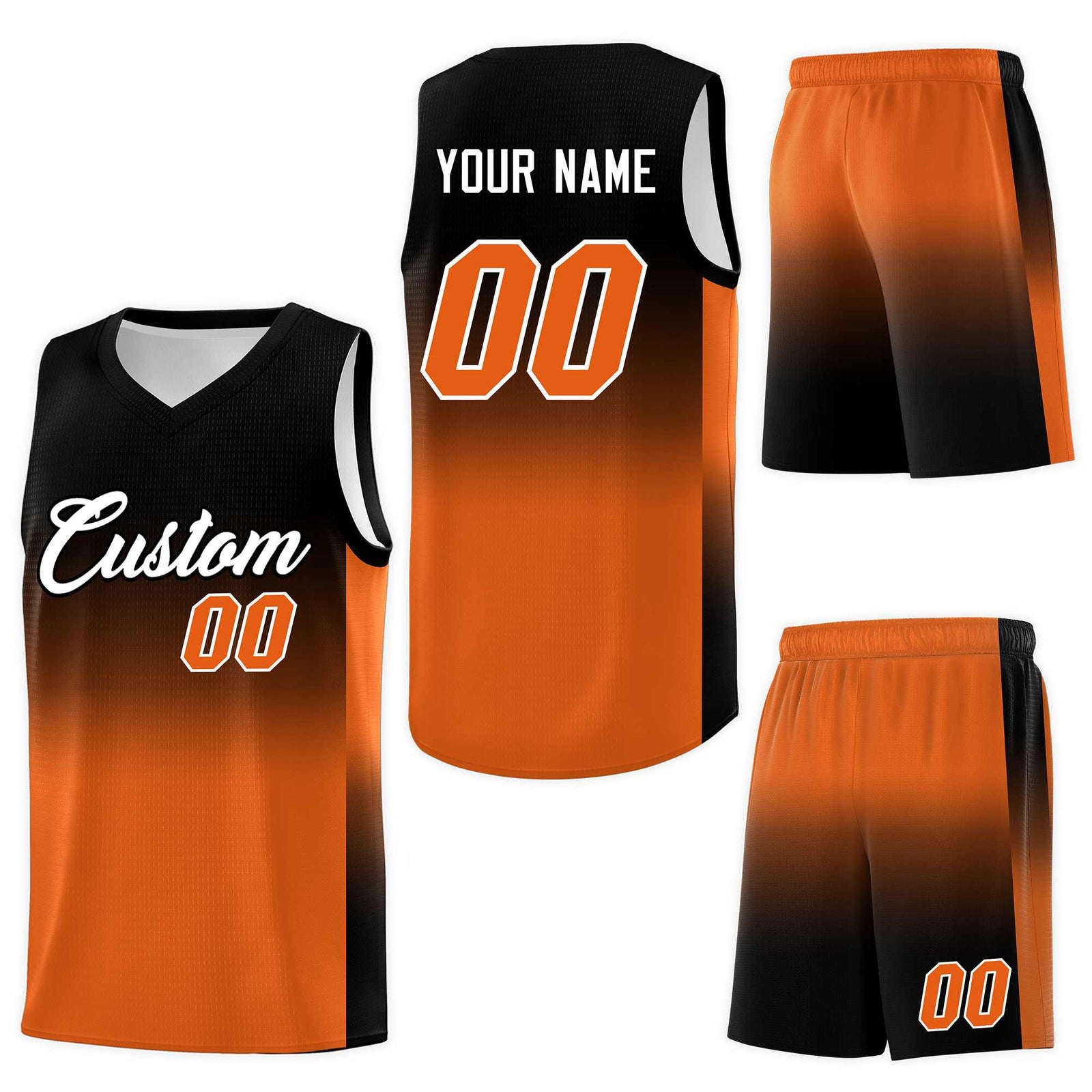 Custom Black Orange Gradient Fashion Sets Sports Uniform Basketball Jersey
