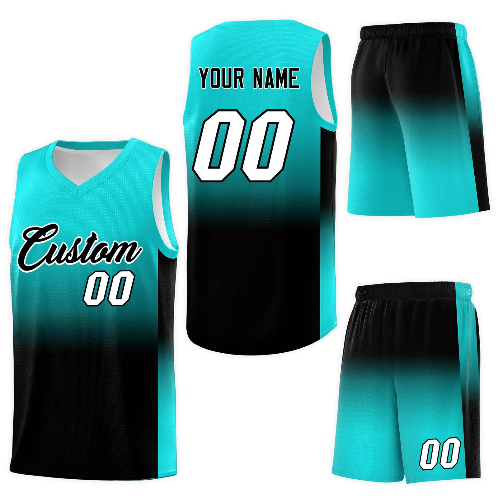 Custom Bright Green Black Gradient Fashion Sets Sports Uniform Basketball Jersey