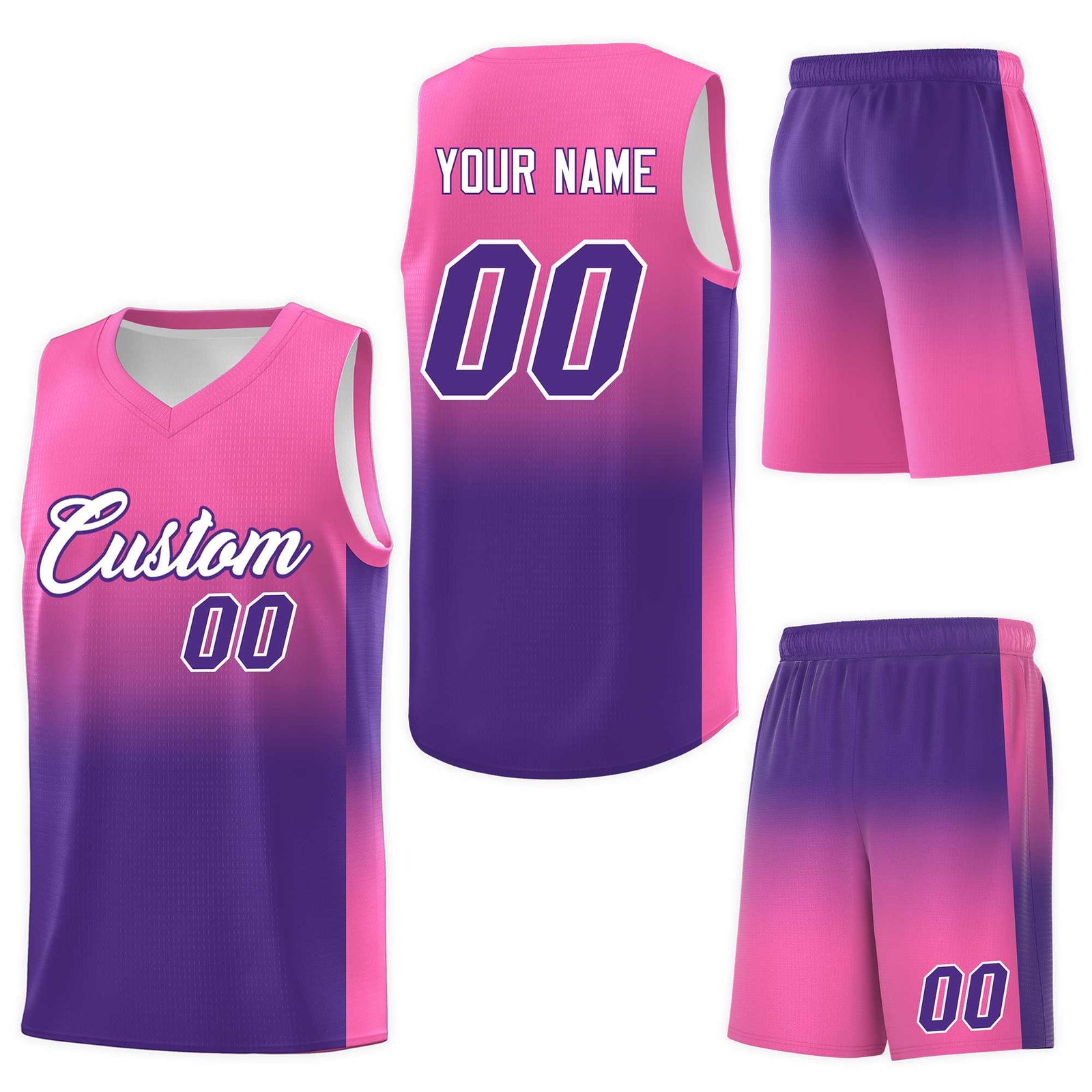 Custom Pink Purple Gradient Fashion Sets Sports Uniform Basketball Jersey